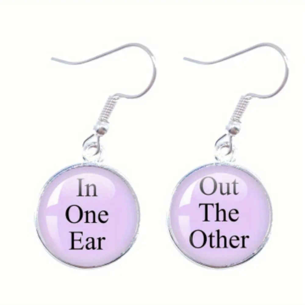 Earring--Silver and Pink dangle